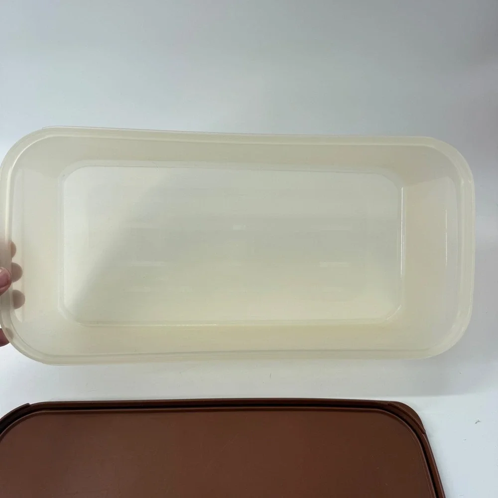 Tupperware 1718 Produce Bread 25 Cups Container w/Brown 1719 Lid & 1716 Rack T2